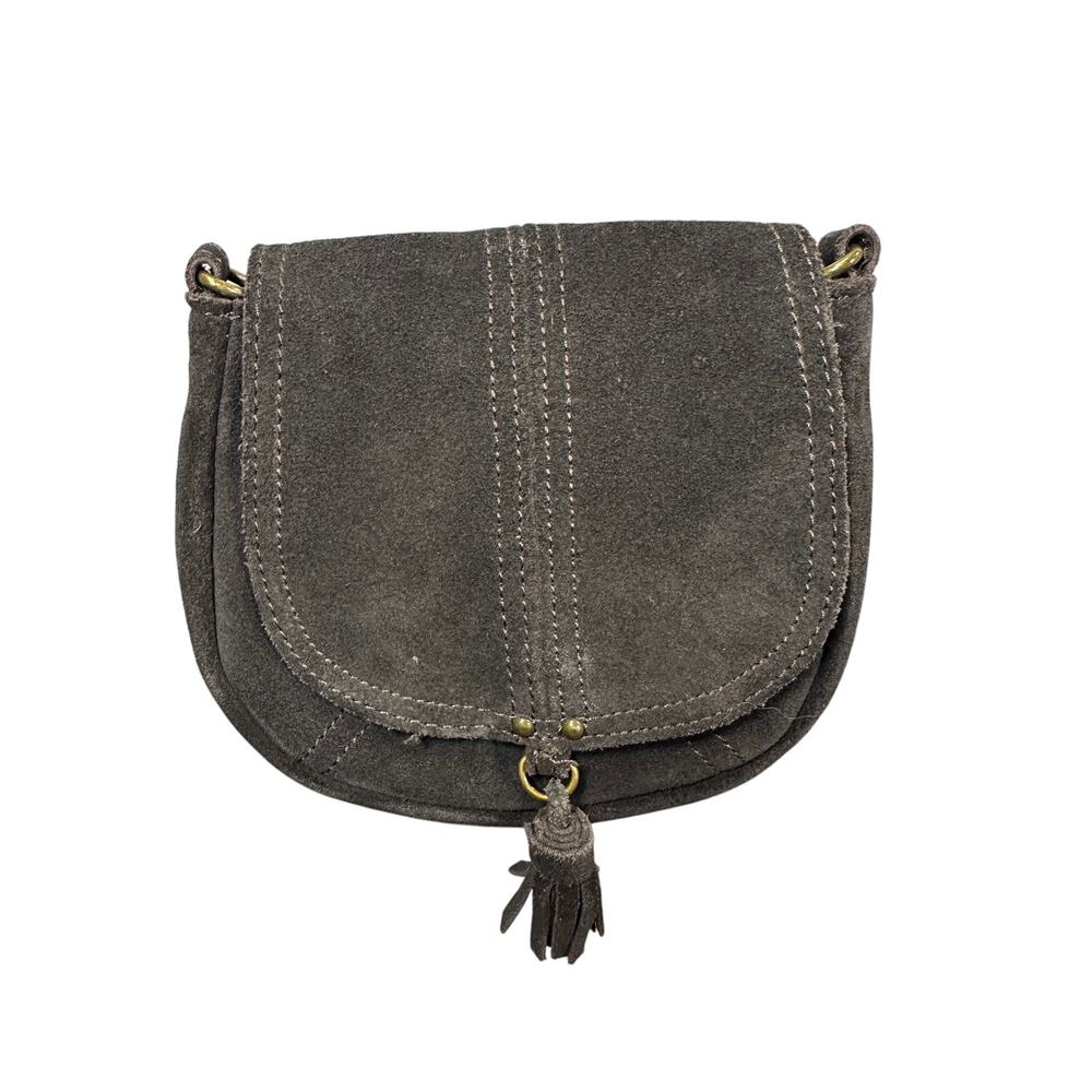 American Eagle Brown Suede Crossbody Bag Tassel Chain Flap